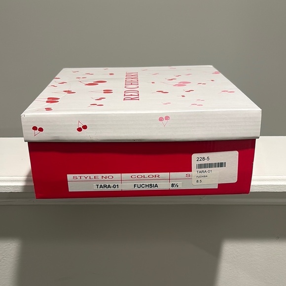 Red Cherry (Pink/White Platform Heels with Ankle Strap - Picture 6 of 7